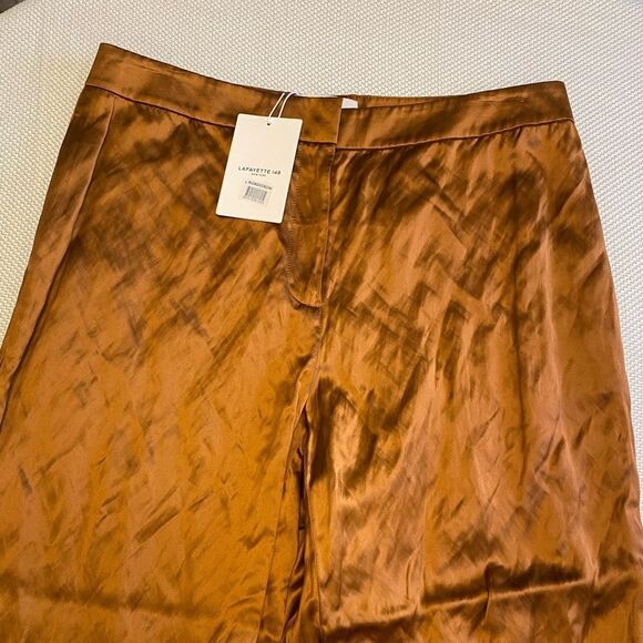 NWT Lafayette 148 NY high waisted bohemian crushed satin trousers size 10 boho - Picture 3 of 16